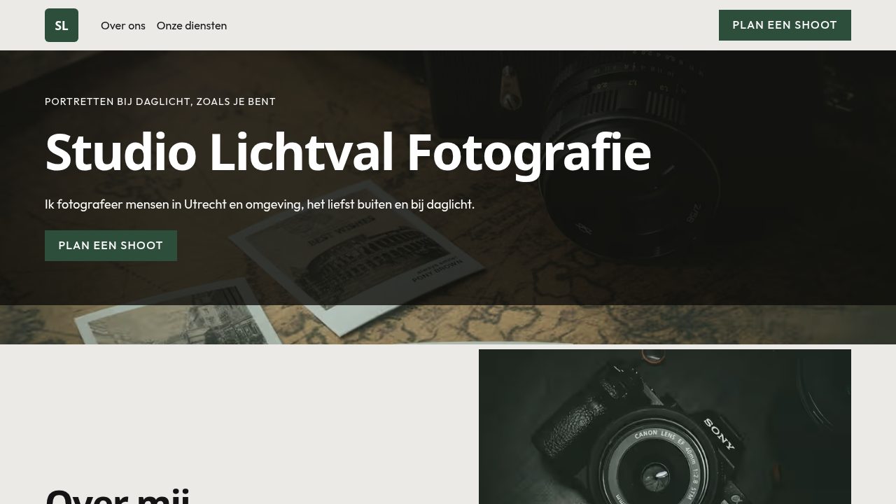 Homepage screenshot van Studio Lichtval Fotografie